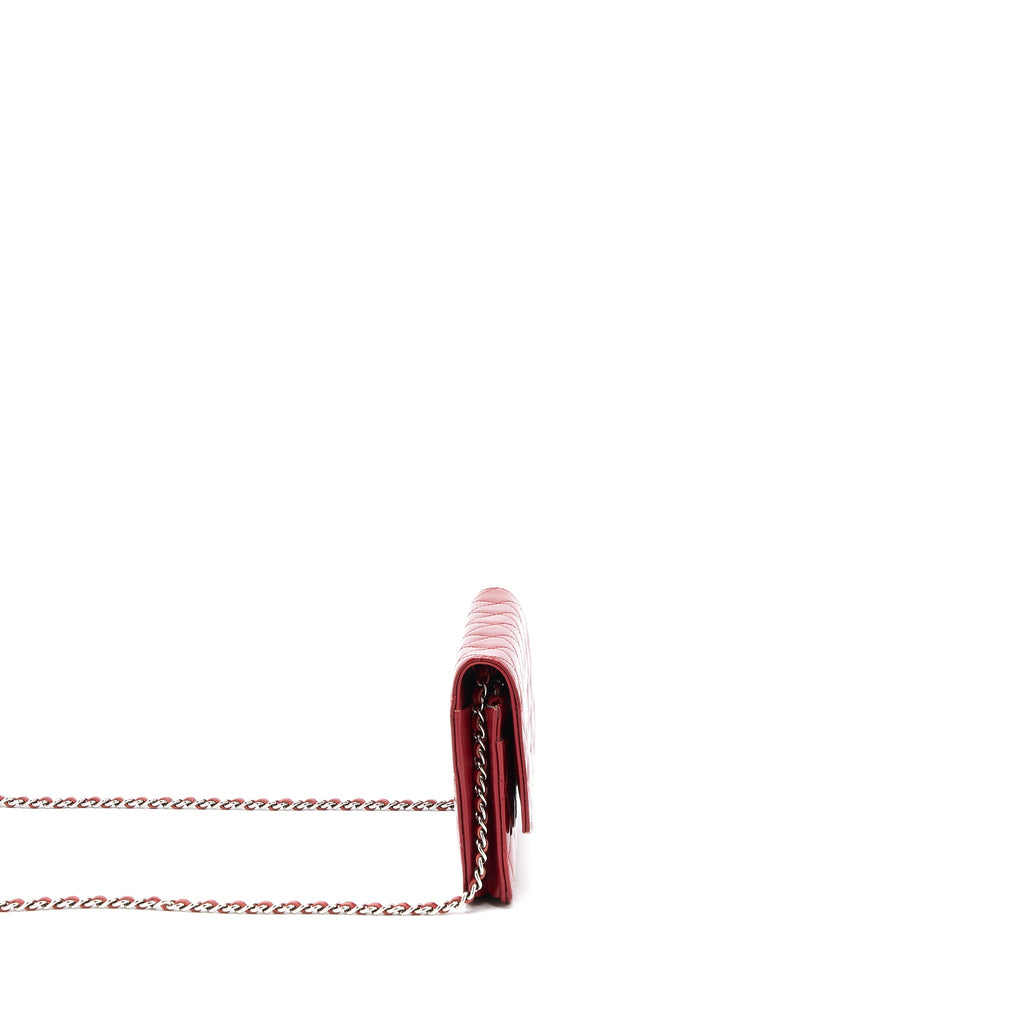 CHANEL WALLET ON CHAIN PATENT RED SHW