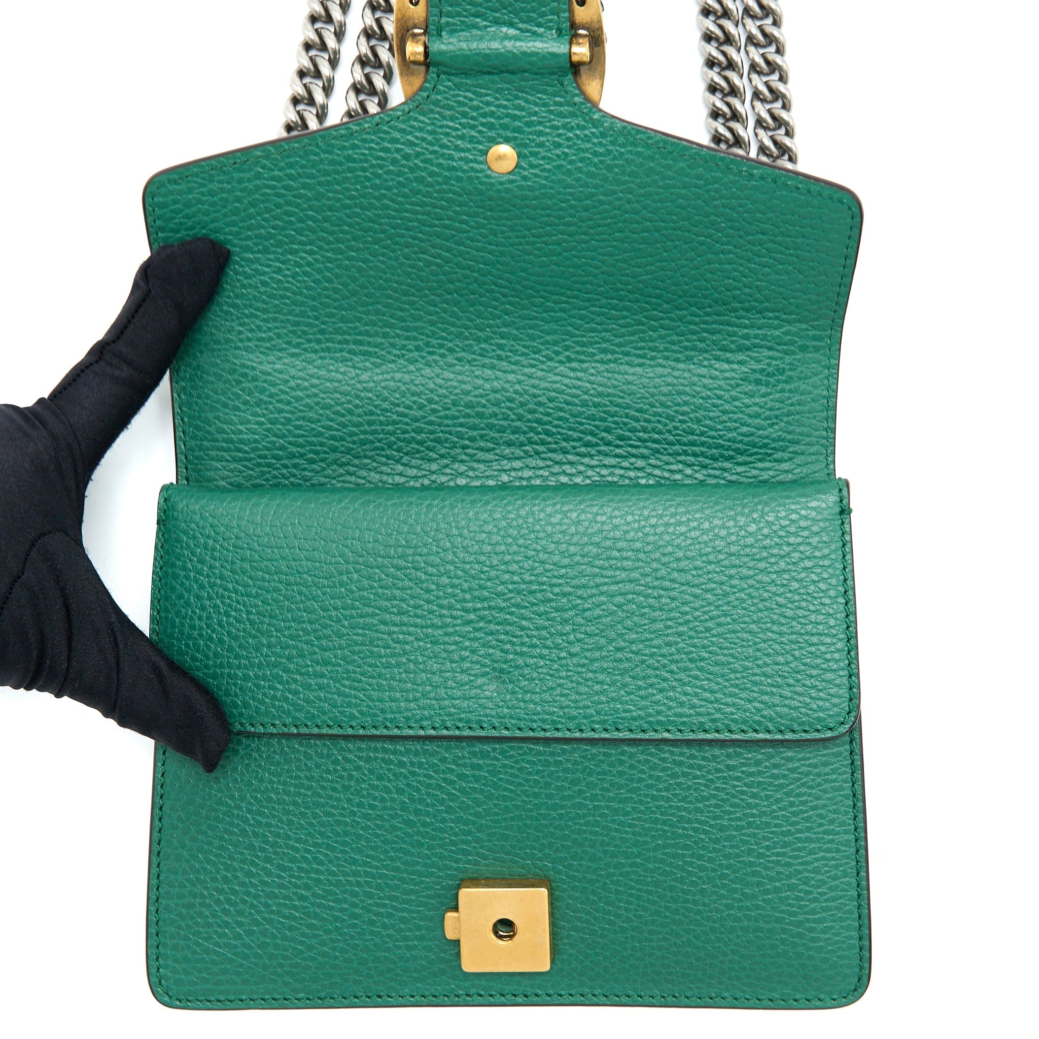 GUCCI DIONYSUS GG CALFSKIN GREEN RUTHENIUM HARDWARE
