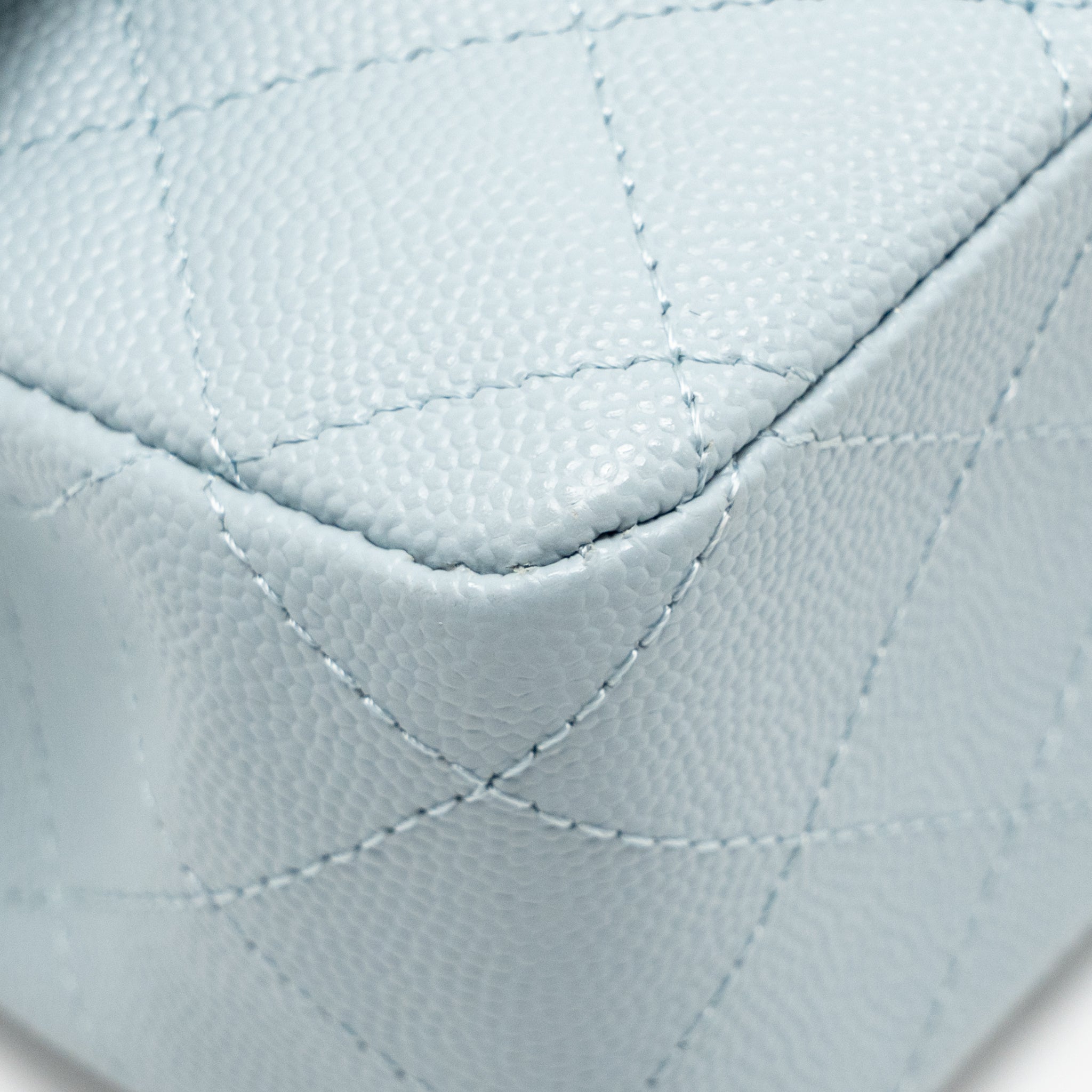 CHANEL MEDIUM CLASSIC DOUBLE FLAP BAG CAVIAR LIGHT BLUE LGHW (MICROCHIP)