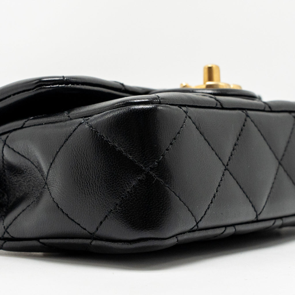 CHANEL 25C COCO LOVE ADJUSTABLE CHAIN SHINY LAMBSKIN BLACK GHW (MICROCHIP)