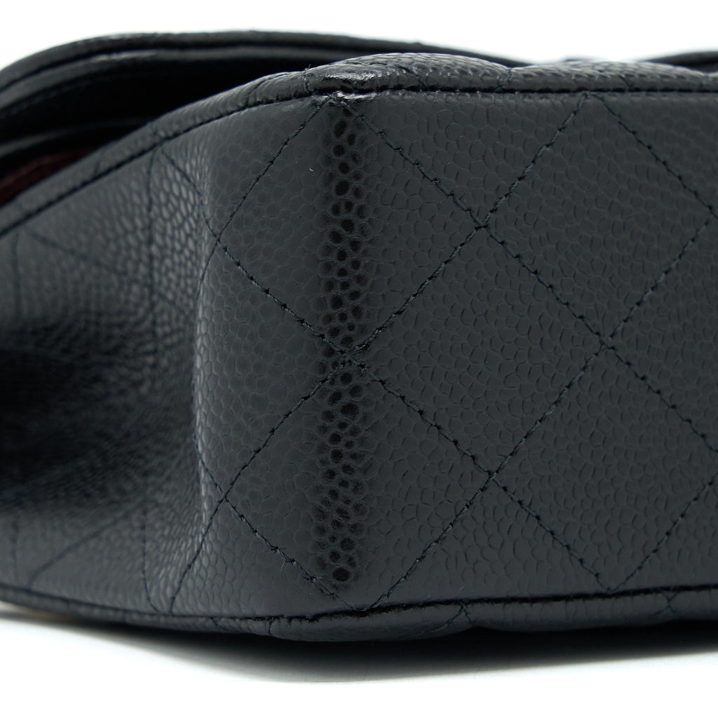 CHANEL SMALL CLASSIC DOUBLE FLAP BAG CAVIAR BLACK GHW (MICROCHIP)