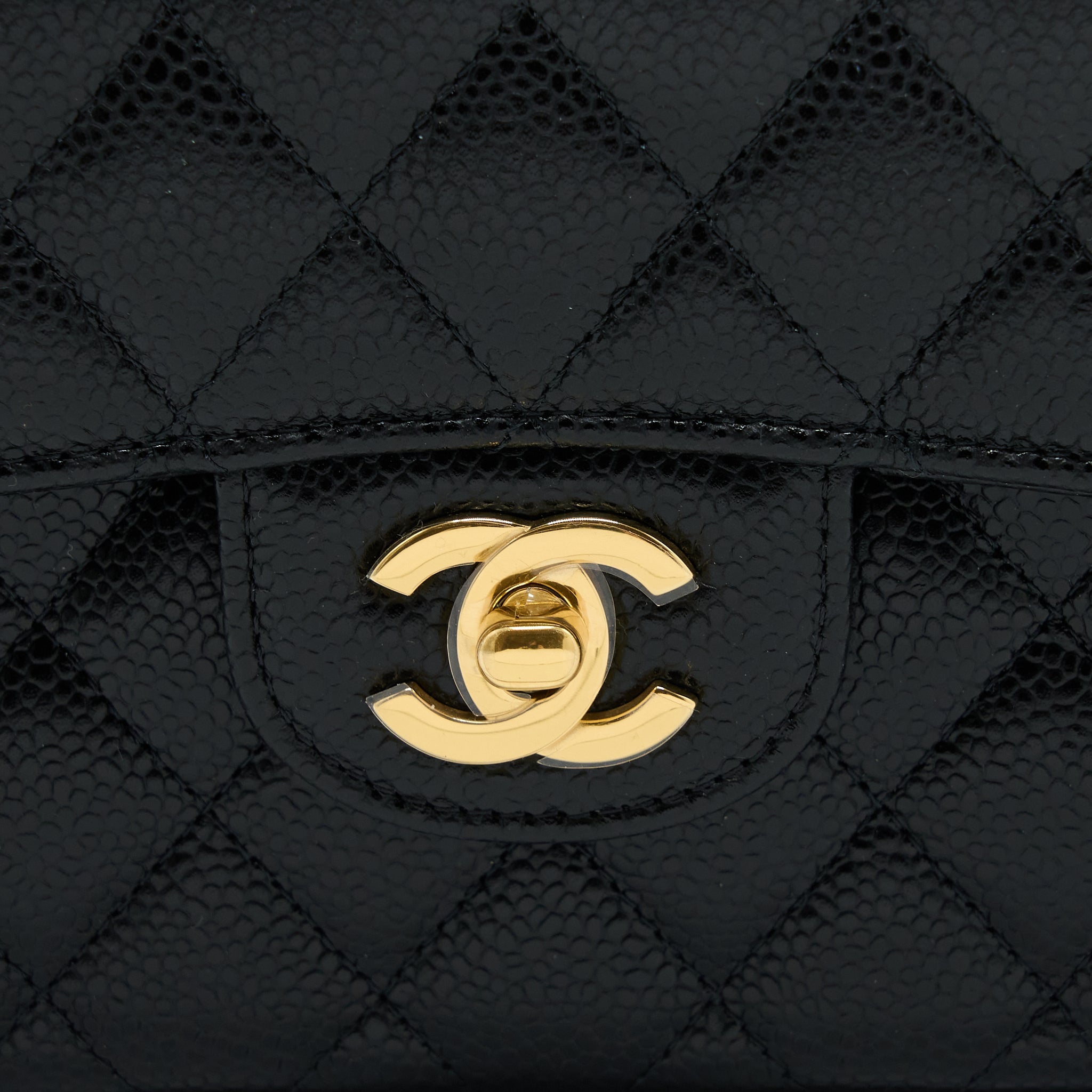 CHANEL SMALL CLASSIC DOUBLE FLAP BAG CAVIAR BLACK GHW (MICROCHIP)