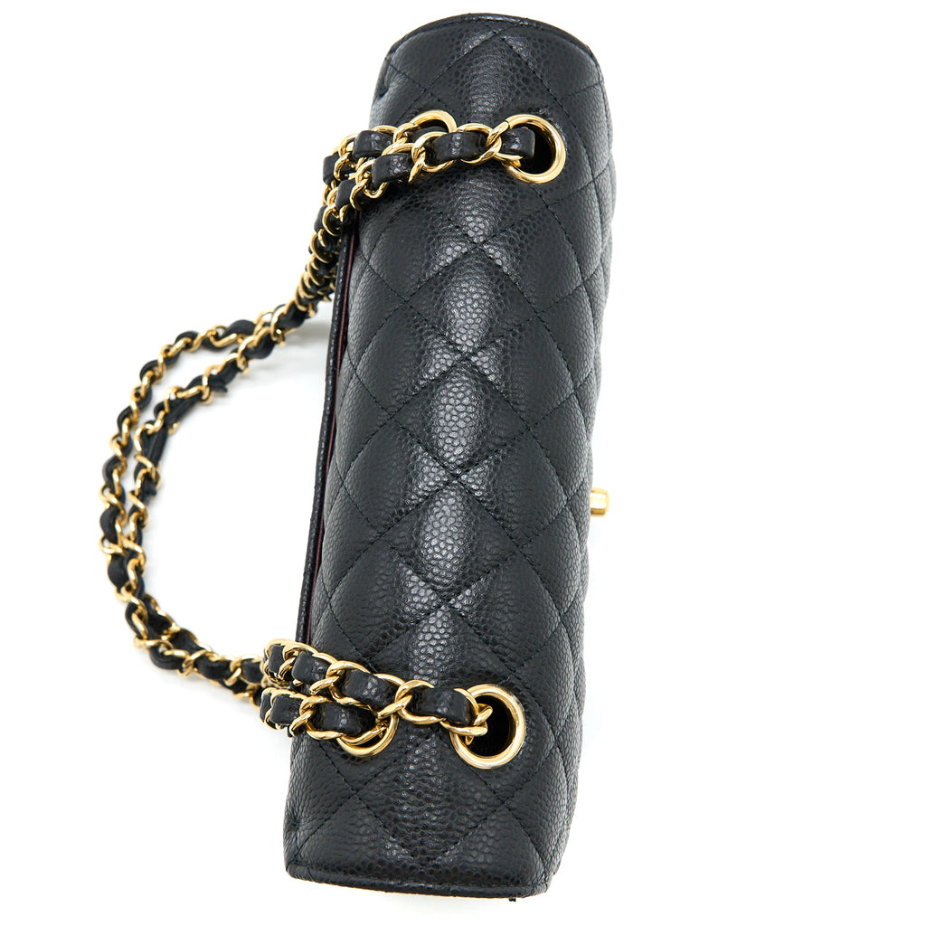 CHANEL SMALL CLASSIC DOUBLE FLAP BAG CAVIAR BLACK GHW (MICROCHIP)