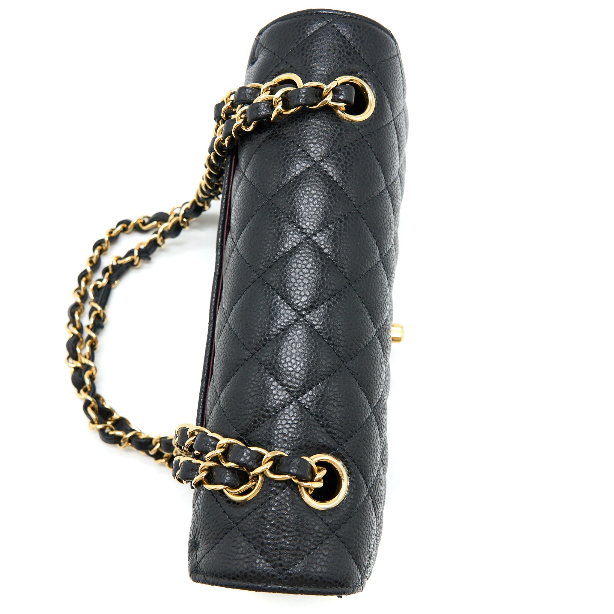 CHANEL SMALL CLASSIC DOUBLE FLAP BAG CAVIAR BLACK GHW (MICROCHIP)