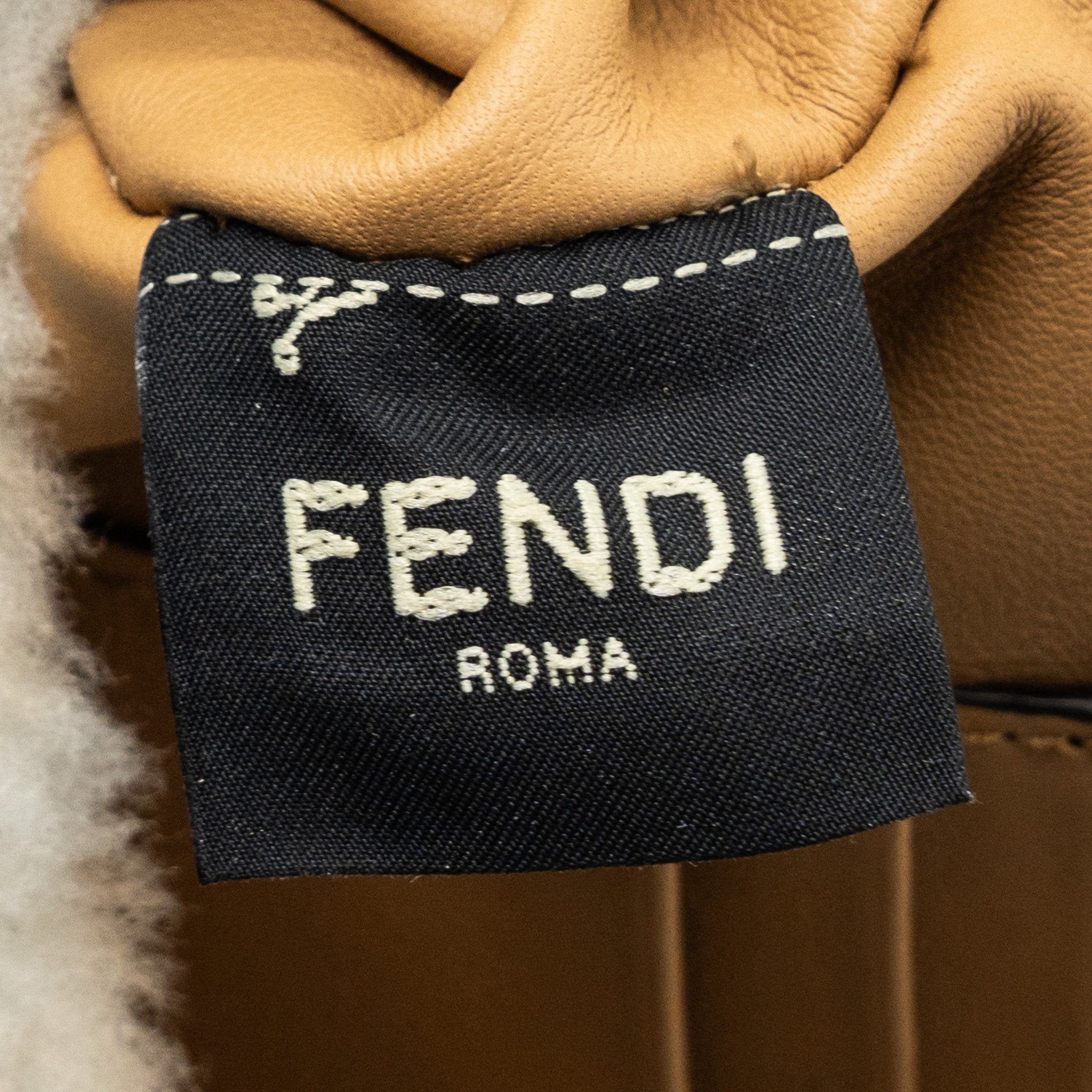 FENDI MINI BAGUETTE SHEEPSKIN BEIGE/ WHITE GHW