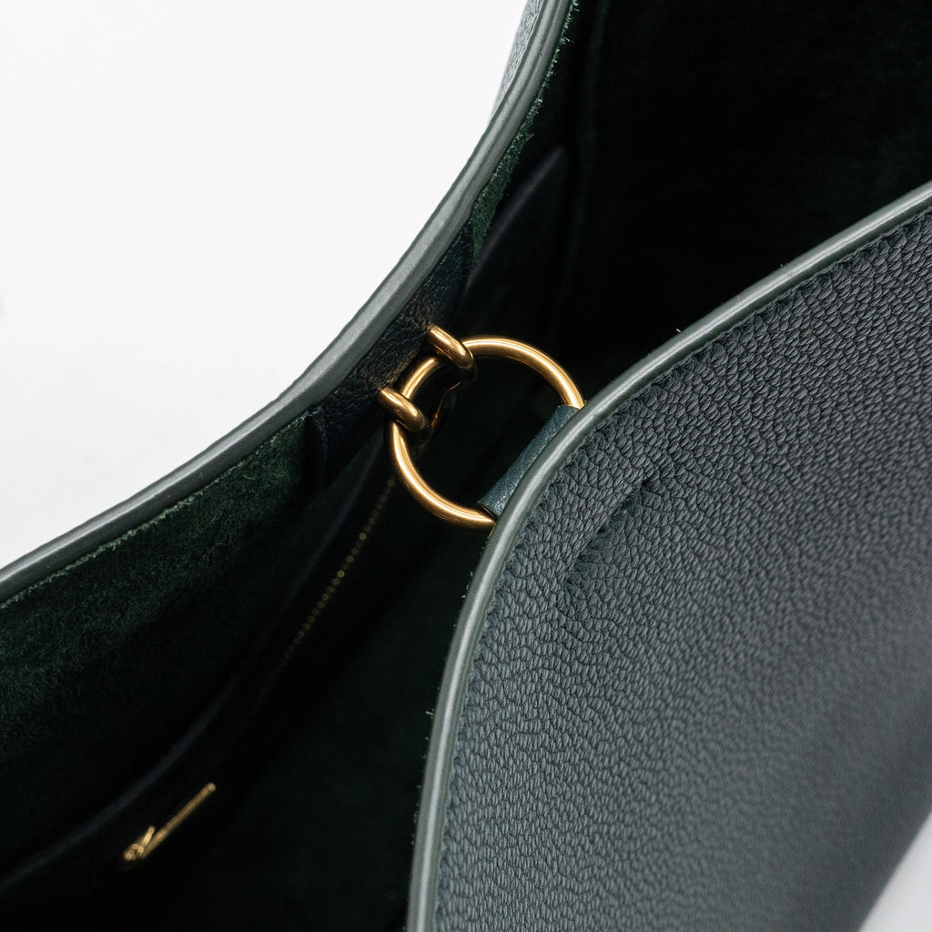 CELINE SANGLE BUCKET BAG CALFSKIN DARK GREEN GHW