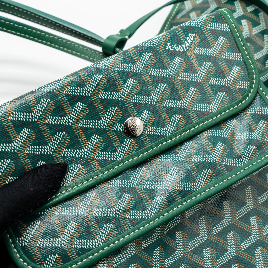 GOYARD SAINT LOUIS PM TOTE BAG GOYARDINE CANVAS GREEN SHW