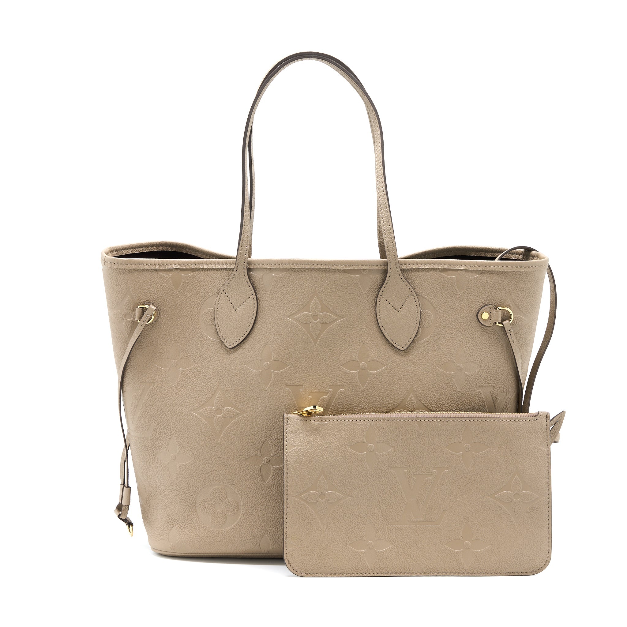 LOUIS VUITTON NEVERFULL MM MONOGRAM EMPREINTE TOURTERELLE GHW (NEW VERSION)
