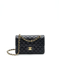 CHANEL SMALL CLASSIC DOUBLE FLAP BAG LAMBSKIN BLACK GHW