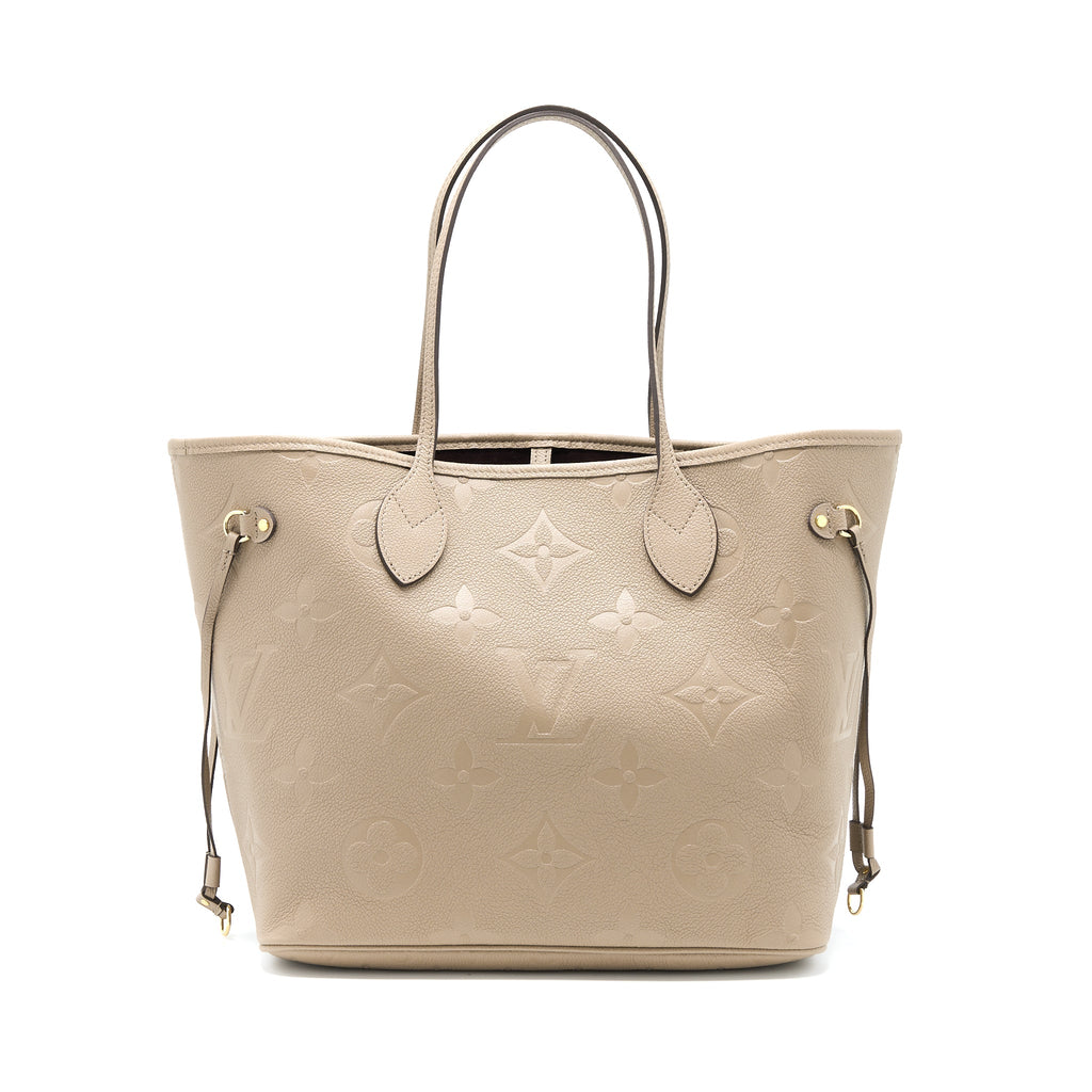 LOUIS VUITTON NEVERFULL MM MONOGRAM EMPREINTE TOURTERELLE GHW (NEW VERSION)