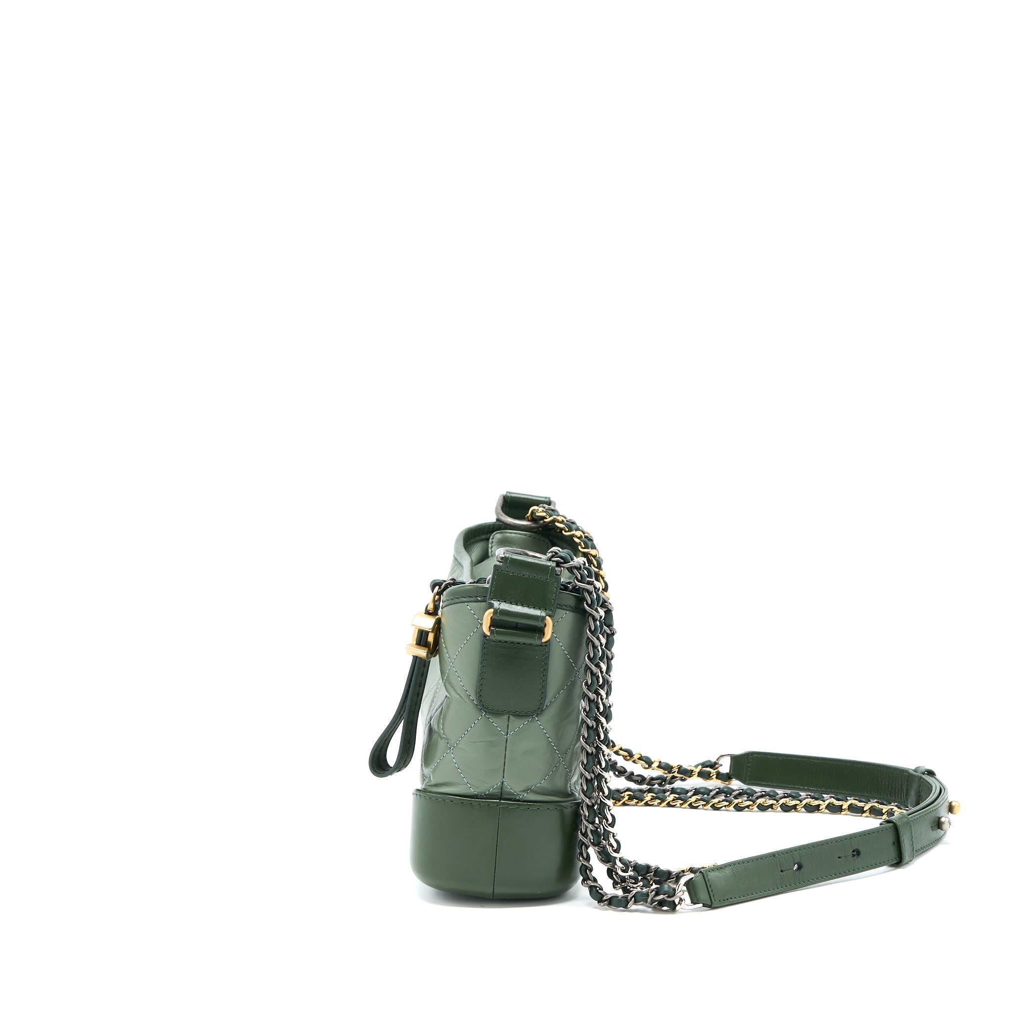 CHANEL SMALL GABRIELLE HOBO BAG AGED CALFSKIN MULTICOLOUR GREEN MULTICOLOUR HARDWARE