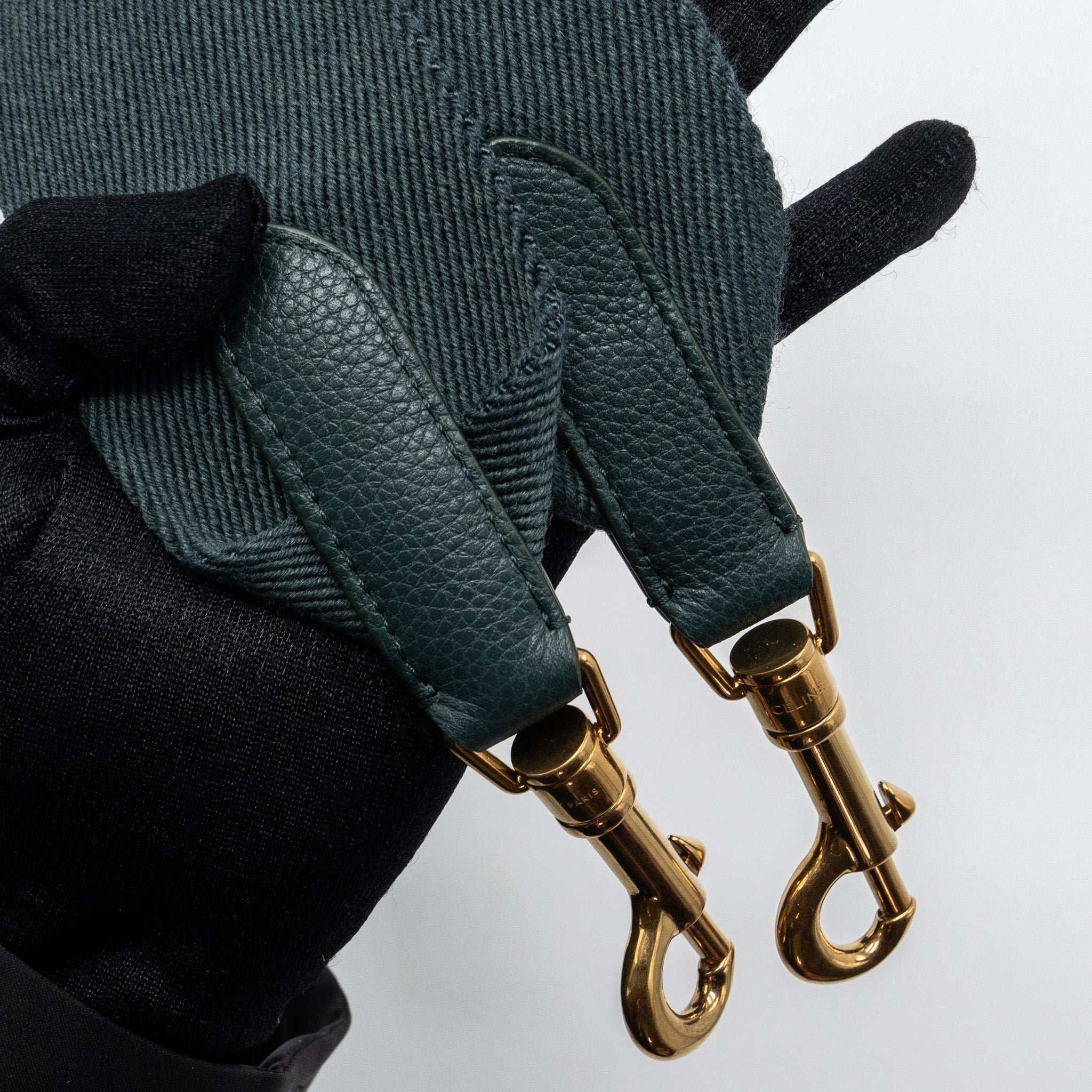 CELINE SANGLE BUCKET BAG CALFSKIN DARK GREEN GHW