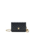 CHANEL 22S PEARL CRUSH WALLET ON CHAIN LAMBSKIN BLACK GHW (MICROCHIP)