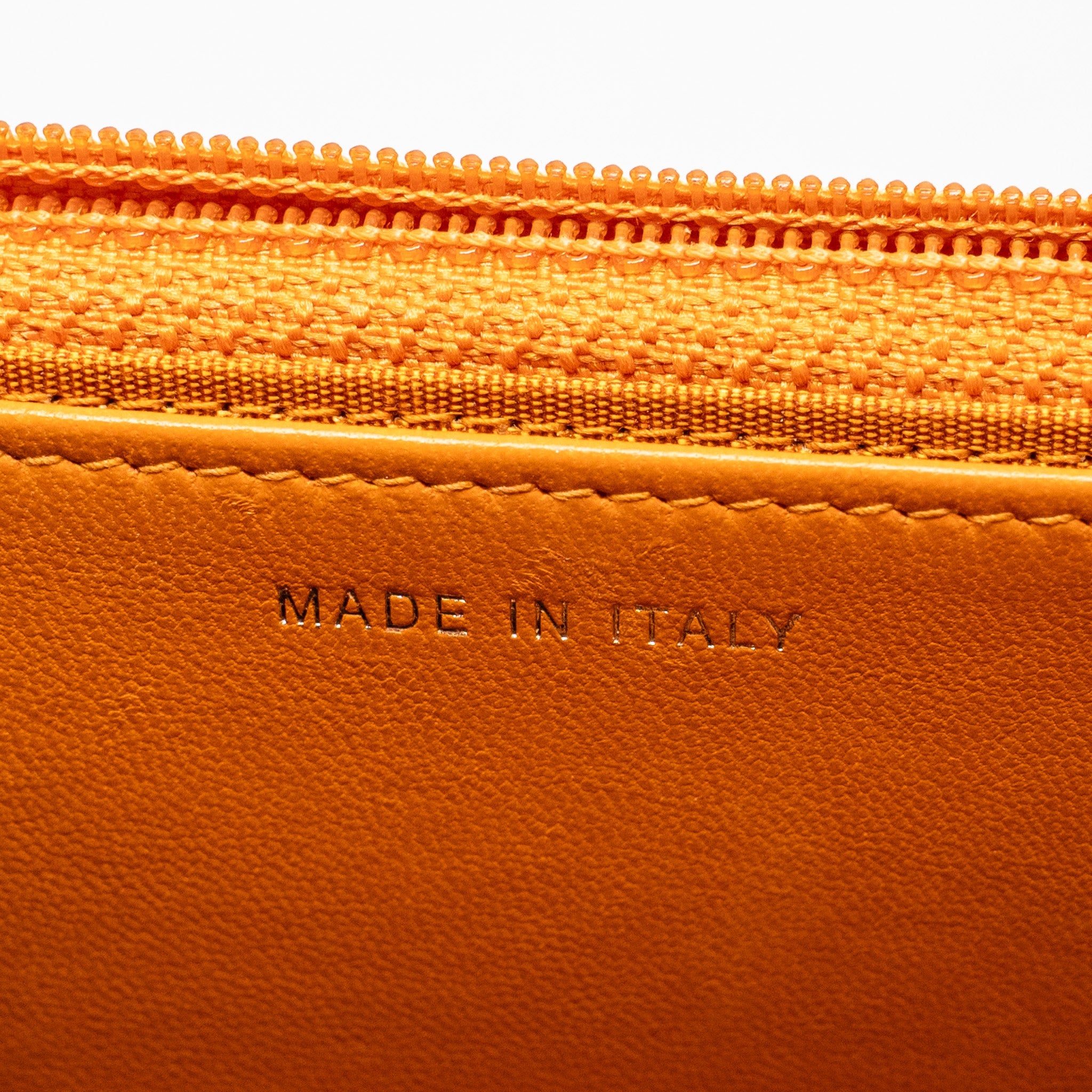 CHANEL BOY WALLET ON CHAIN LAMBSKIN ORANGE RUTHENIUM SILVER HARDWARE