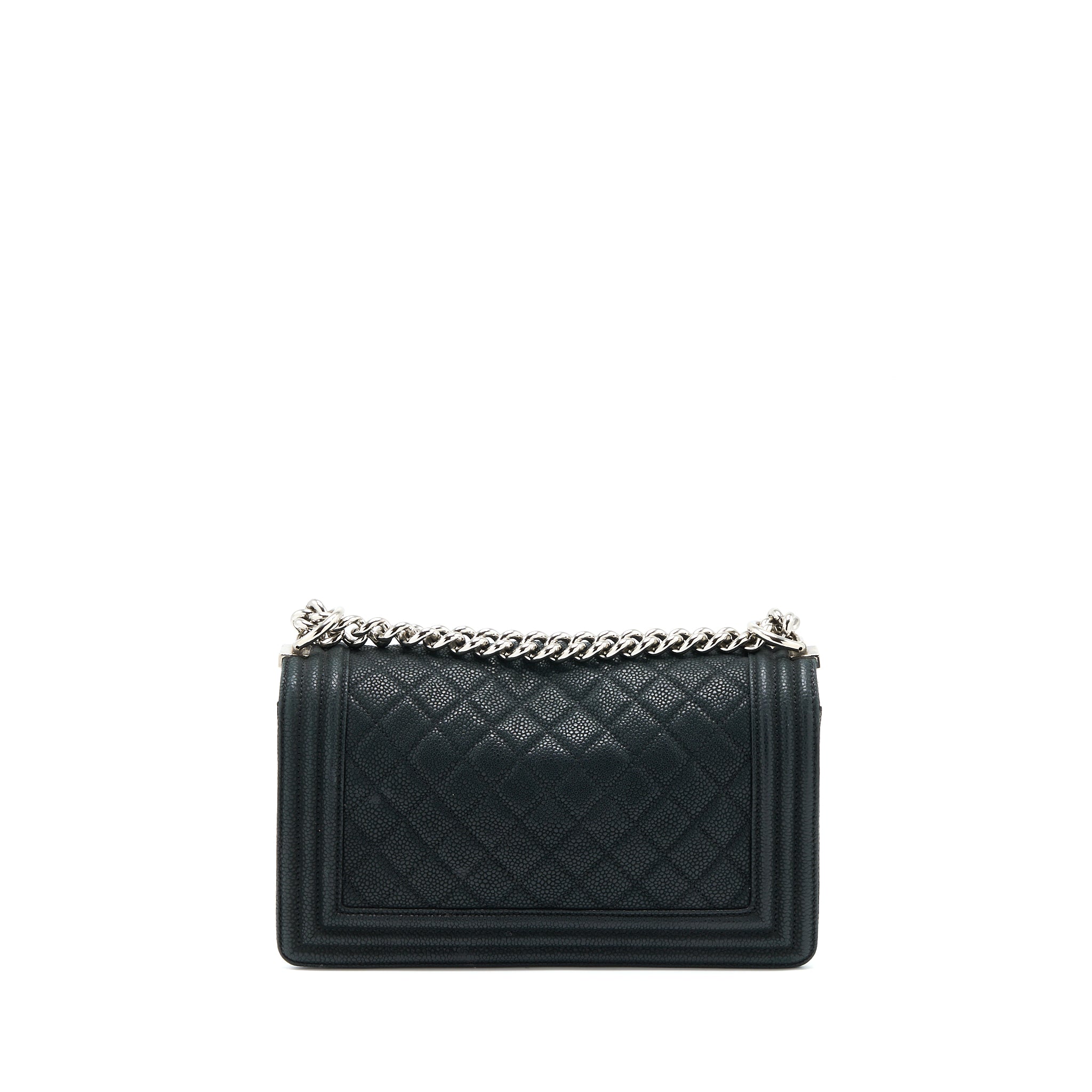 CHANEL MEDIUM BOY BAG GRAINED CALFSKIN BLACK SHW