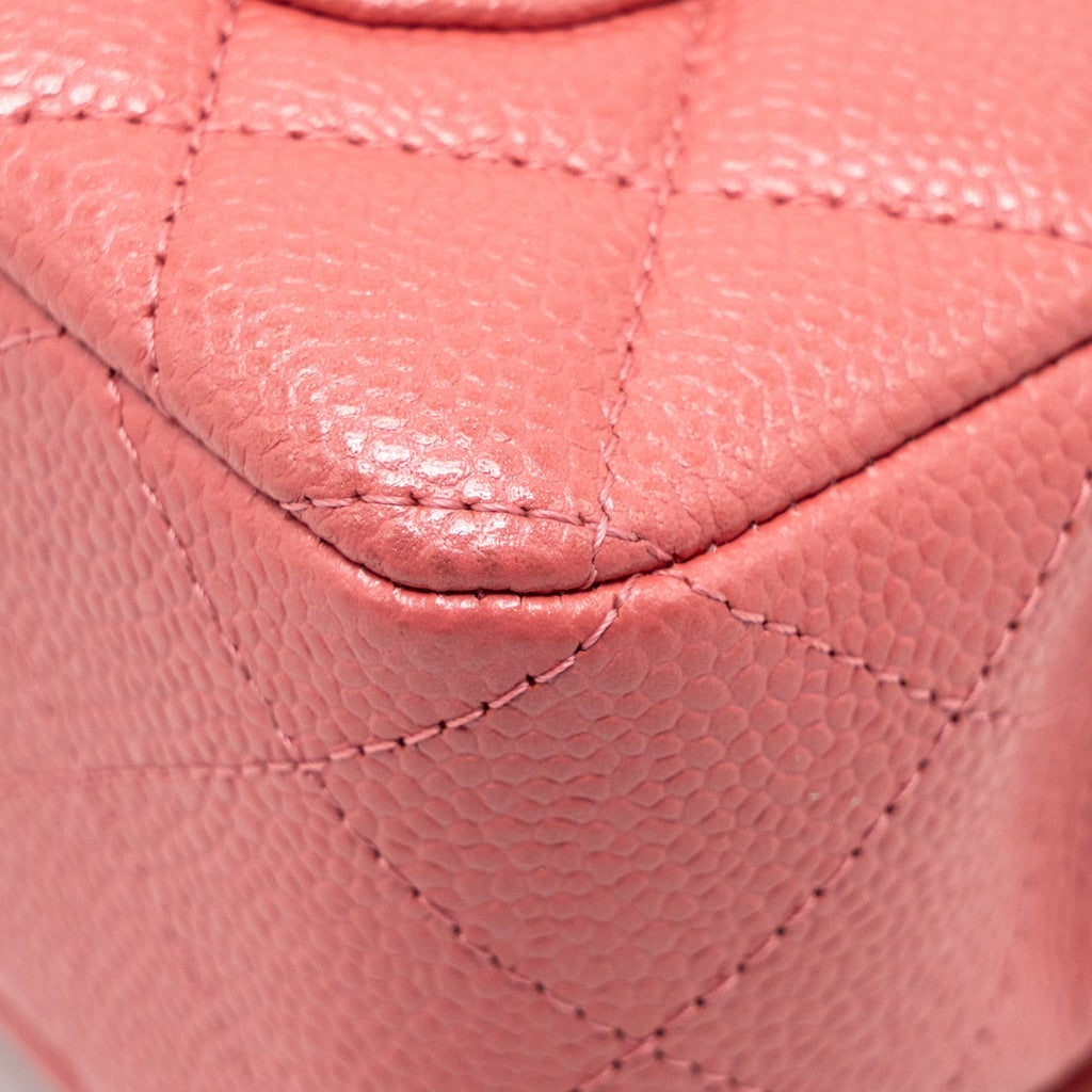 CHANEL MINI RECTANGULAR FLAP BAG CAVIAR PINK GHW