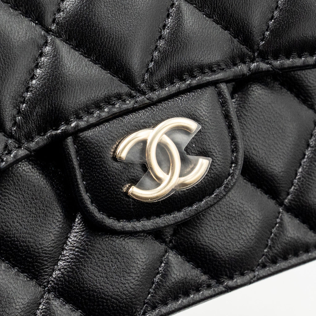 CHANEL TOP HANDLE MINI FLAP BAG LAMBSKIN BLACK LGHW