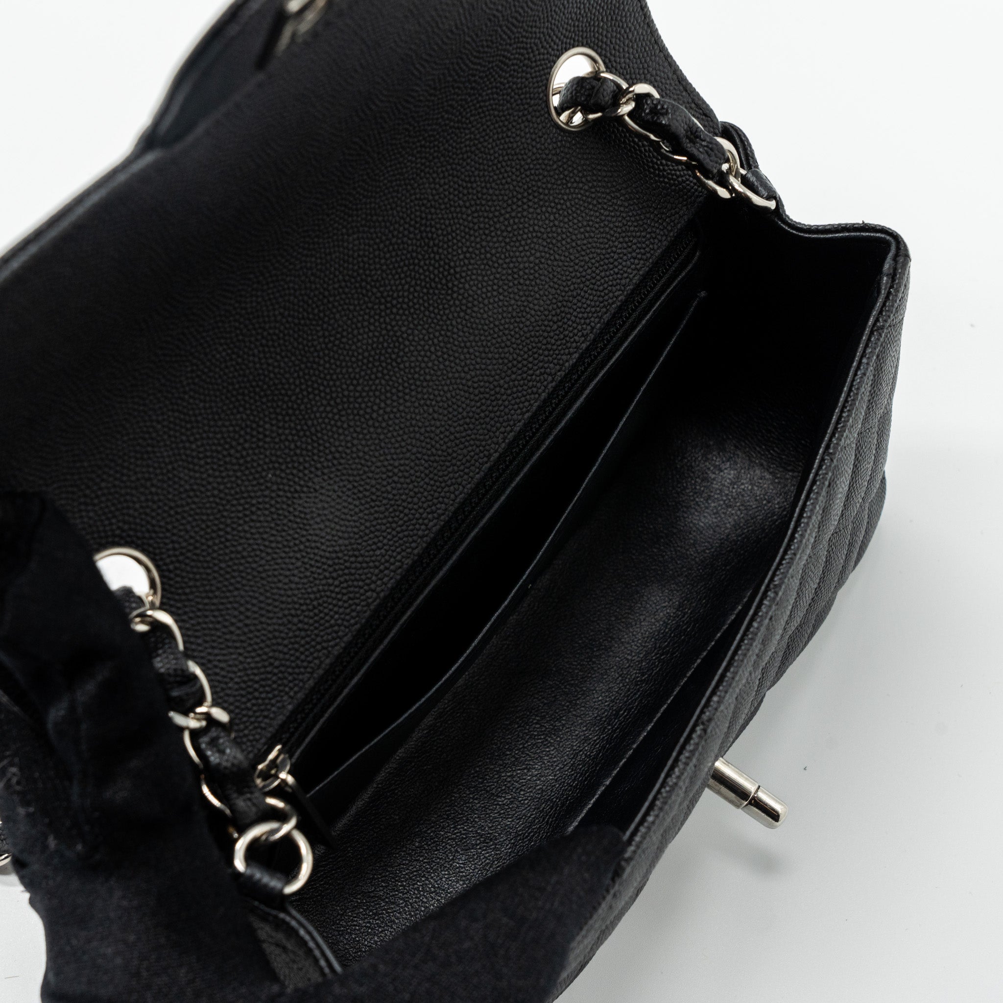 CHANEL CLASSIC MINI RECTANGULAR FLAP BAG CAVIAR BLACK SHW