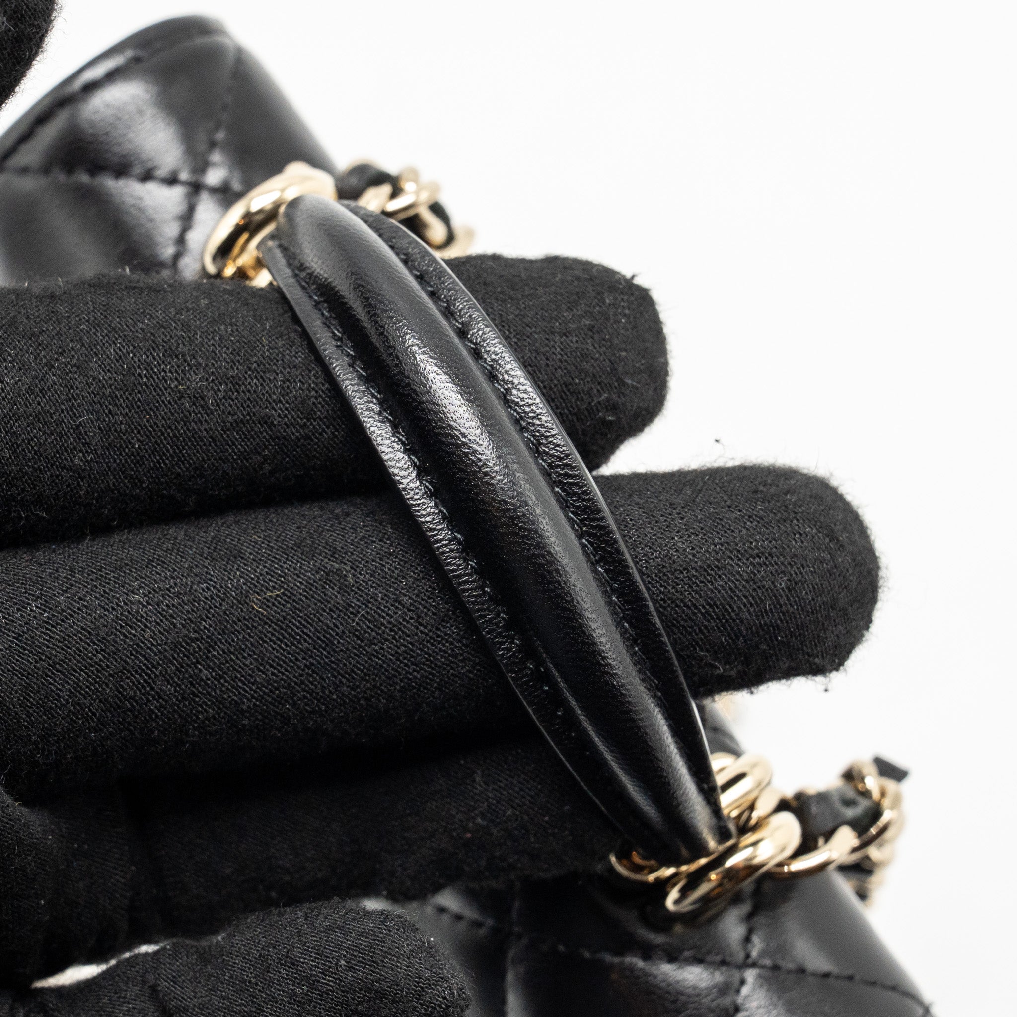 CHANEL TOP HANDLE MINI FLAP BAG LAMBSKIN BLACK LGHW