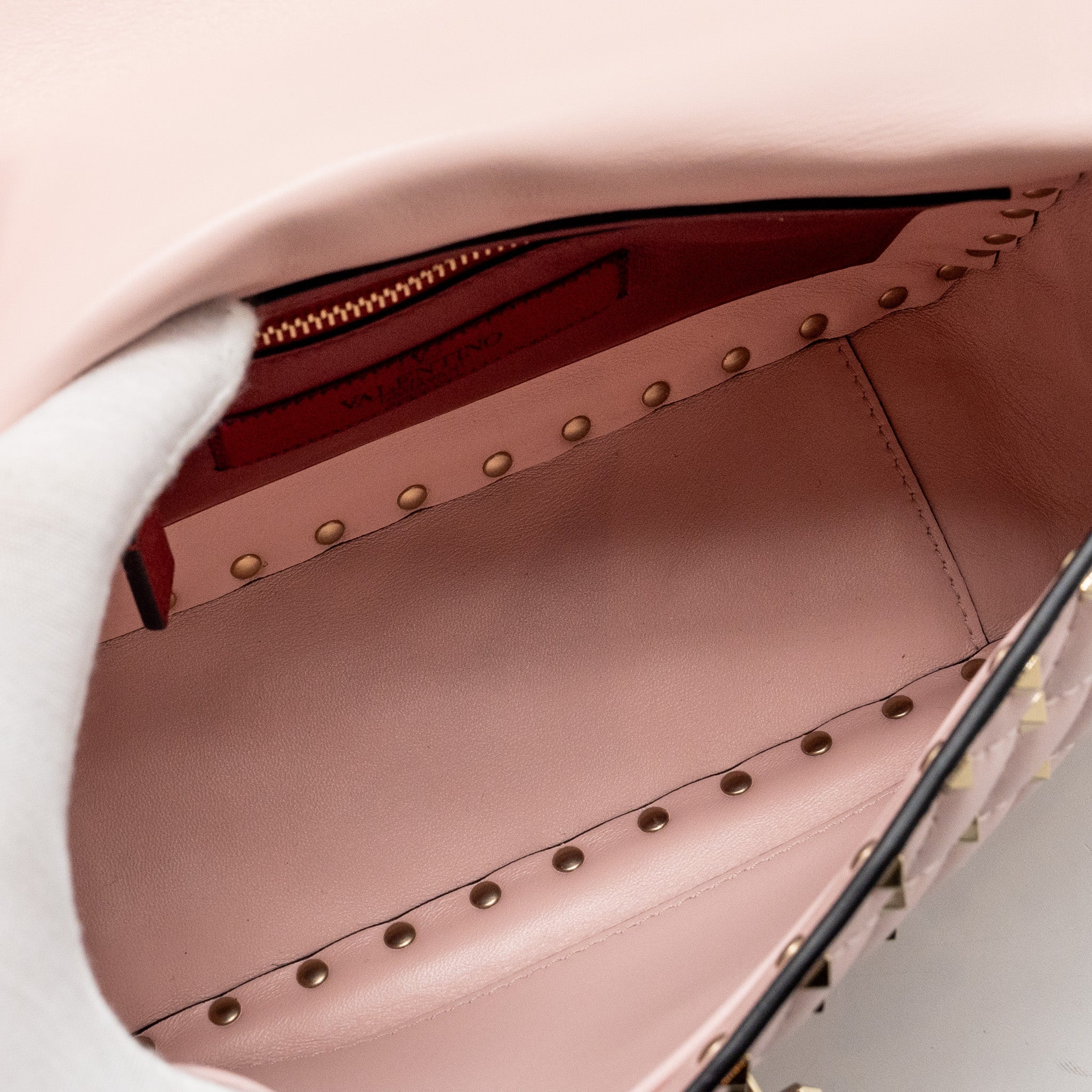 VALENTINO GARAVANI ROCKSTUD SPIKE SHOULDER BAG LEATHER PINK LGHW