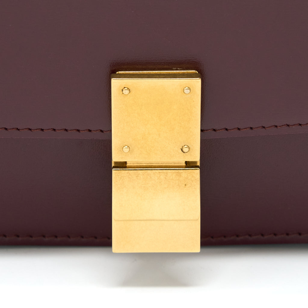 CELINE MINI BOX CALFSKIN BURGUNDY GHW