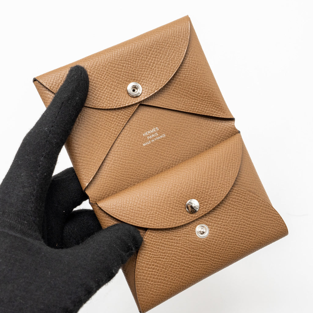 HERMES CALVI DUO CARD HOLDER EPSOM ALEZAN SHW