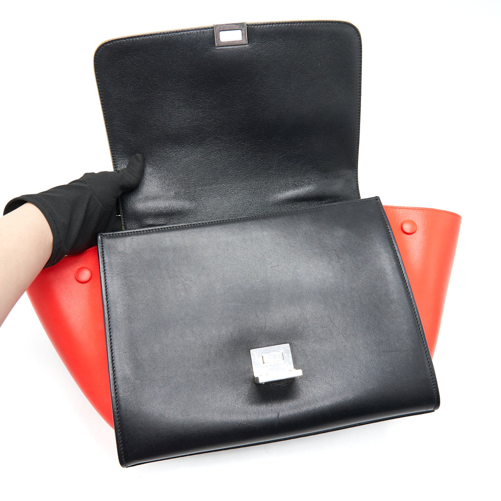 CELINE SMALL TRAPEZE BAG MULTI COLOR GREY/ BLACK/ ORANGE