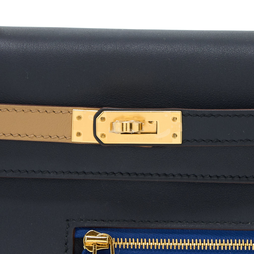 HERMES KELLY 25 COLORMATIC SWIFT BLUE NUIT/CHAI/ETOUPE/GOLD/BLACK GHW