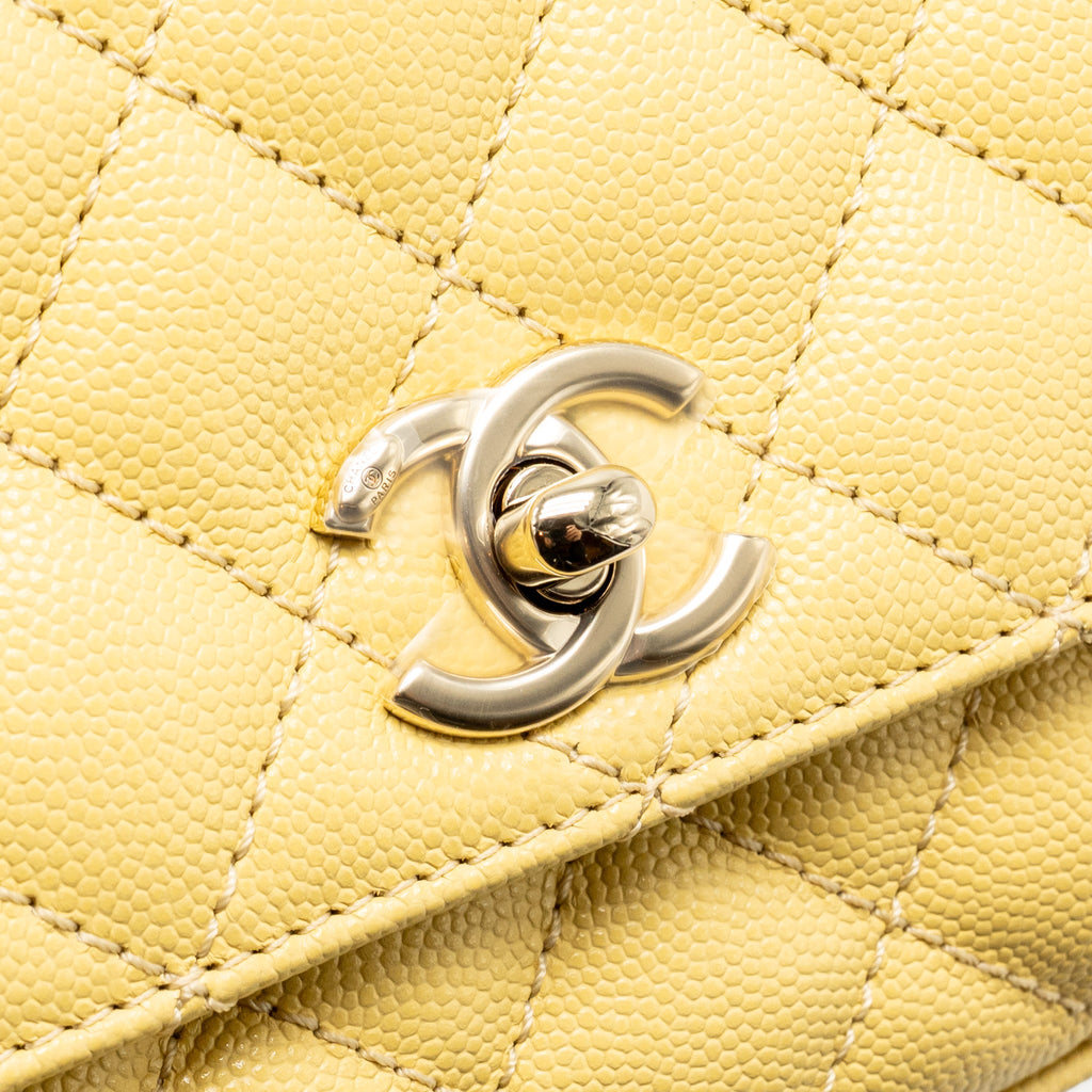 CHANEL MINI COCO HANDLE CAVIAR YELLOW LGHW (MICROCHIP)