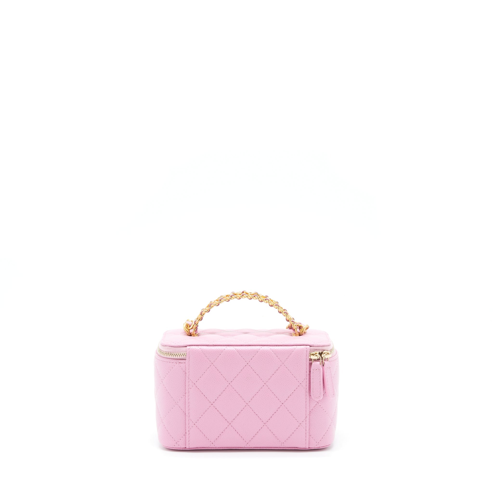 CHANEL 22S LETTER TOP HANDLE LONG VANITY WITH CHAIN CAVIAR NH622 PINK GHW