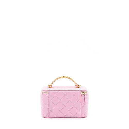 CHANEL 22S LETTER TOP HANDLE LONG VANITY WITH CHAIN CAVIAR NH622 PINK GHW