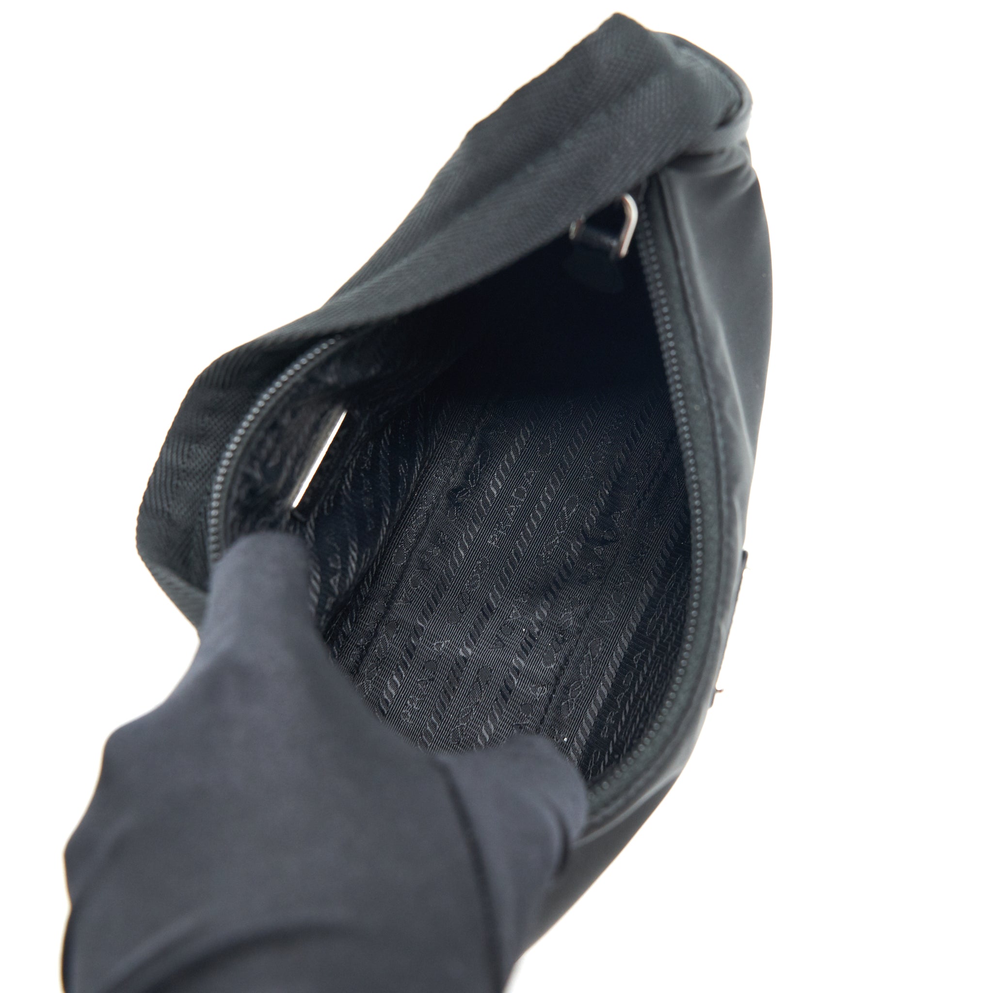 PRADA NYLON MINI TESSUTO SHOULDER BAG BLACK SHW