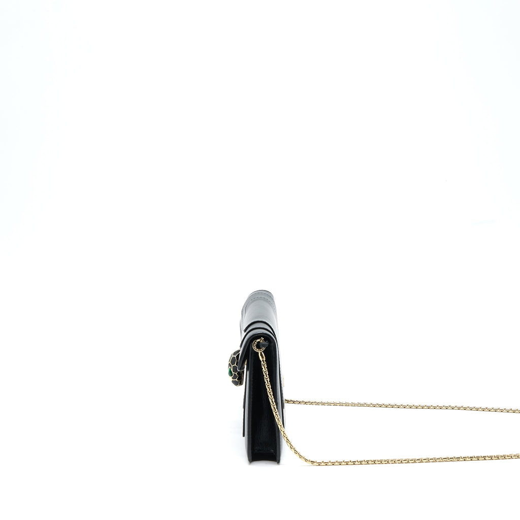 BVLGARI SERPENTI CLUTCH WITH CHAIN CALFSKIN BLACK GHW