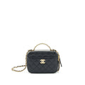 CHANEL 22S LETTER TOP HANDLE SMALL VANITY CASE CAVIAR BLACK BRUSHED GHW (MICROCHIP)