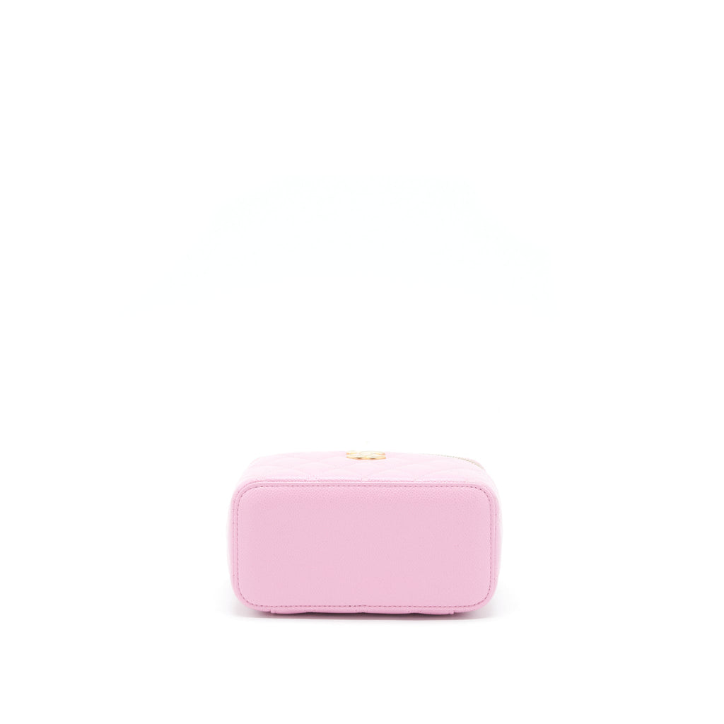 CHANEL 22S LETTER TOP HANDLE LONG VANITY WITH CHAIN CAVIAR NH622 PINK GHW