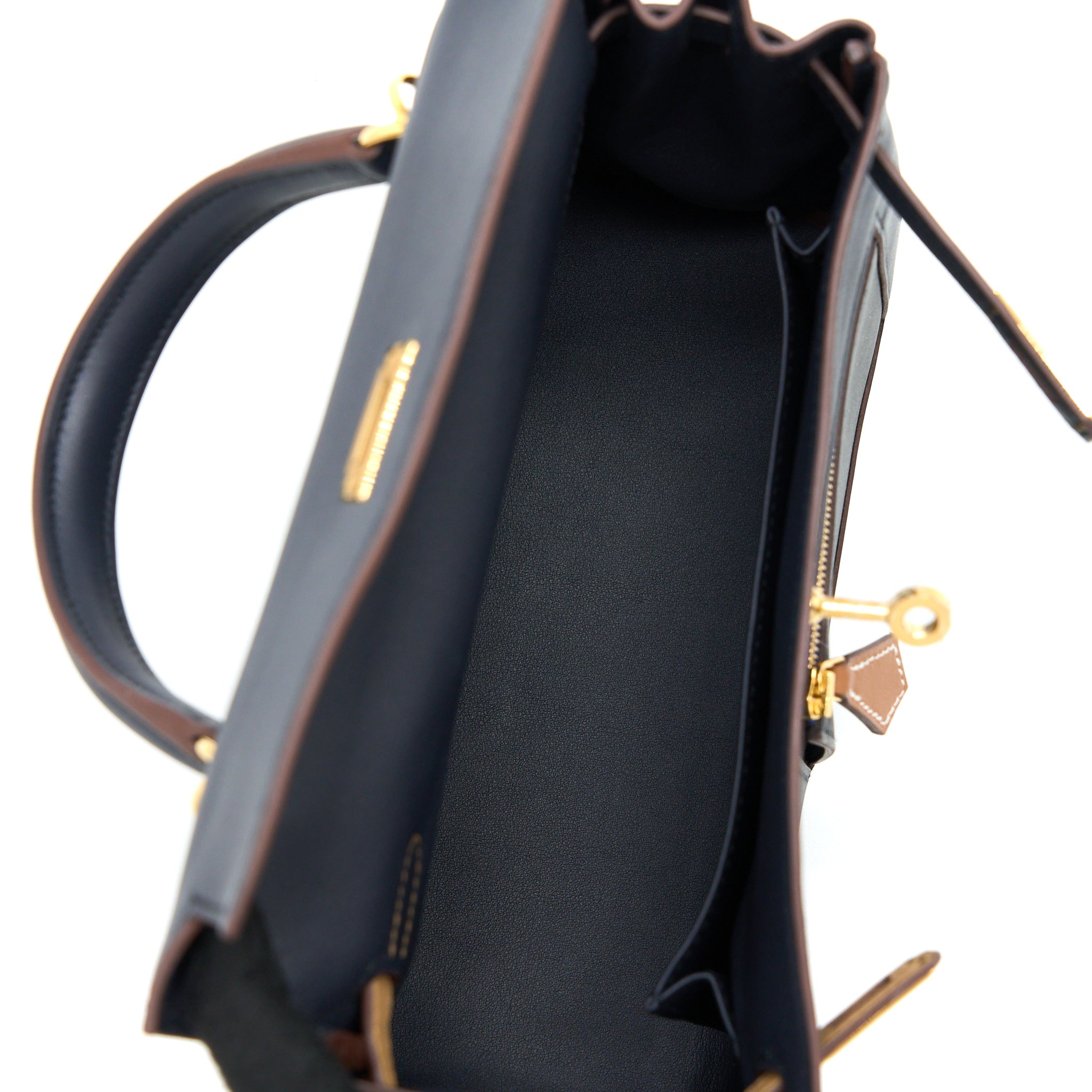HERMES KELLY 25 COLORMATIC SWIFT BLUE NUIT/CHAI/ETOUPE/GOLD/BLACK GHW