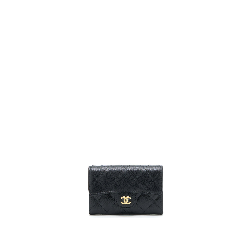 CHANEL CLASSIC FLAP CARD HOLDER CAVIAR BLACK GHW (MICROCHIP)