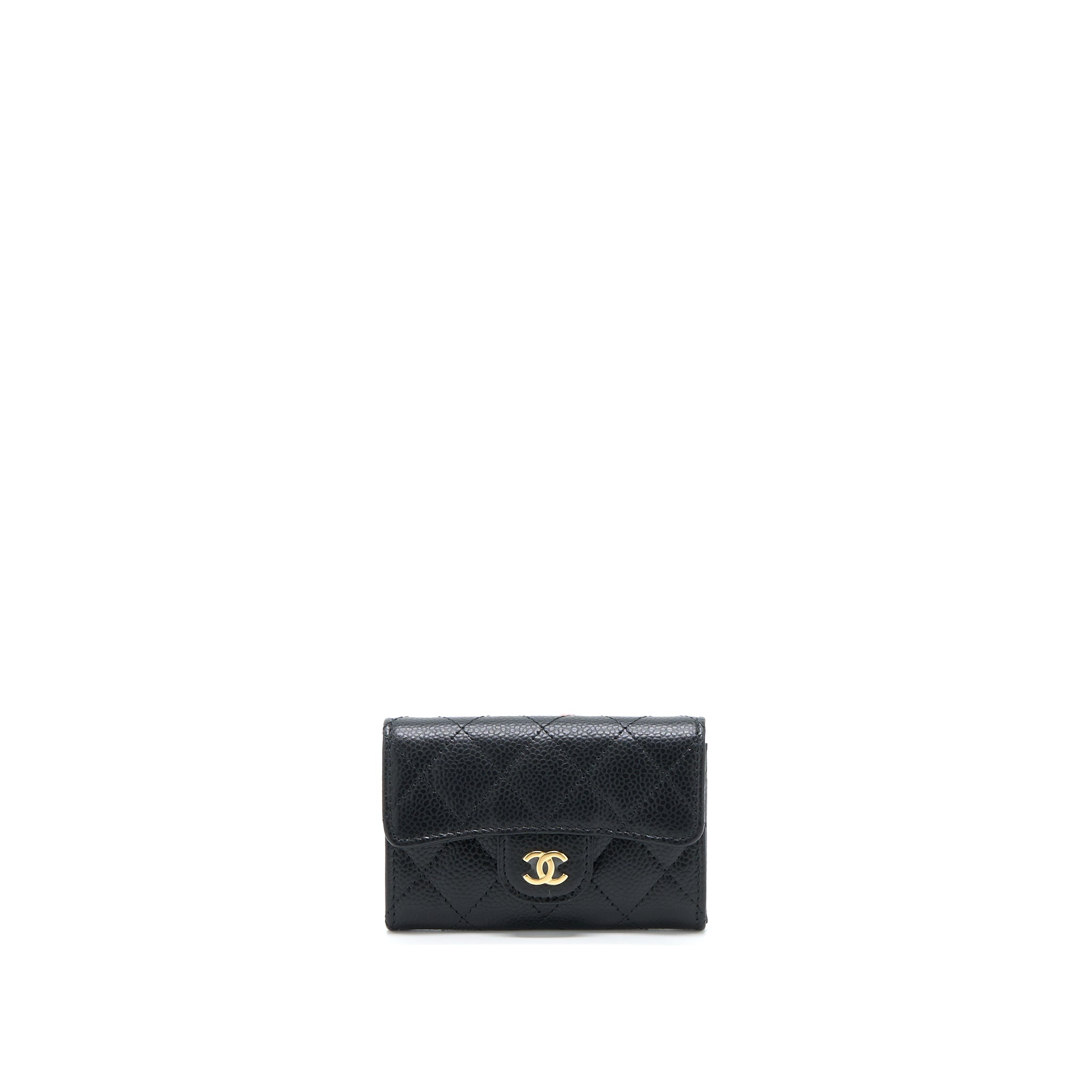 CHANEL CLASSIC FLAP CARD HOLDER CAVIAR BLACK GHW (MICROCHIP)