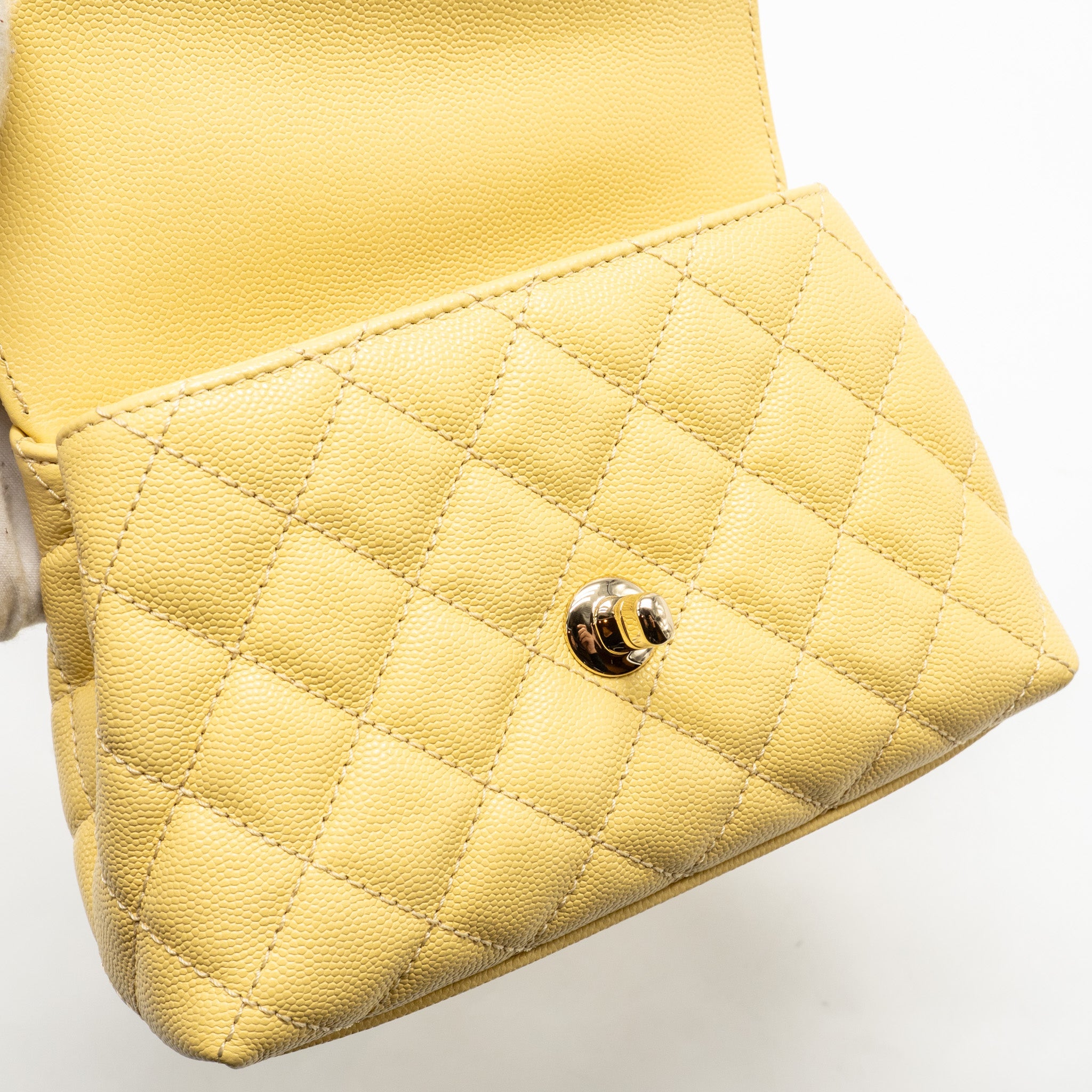 CHANEL MINI COCO HANDLE CAVIAR YELLOW LGHW (MICROCHIP)
