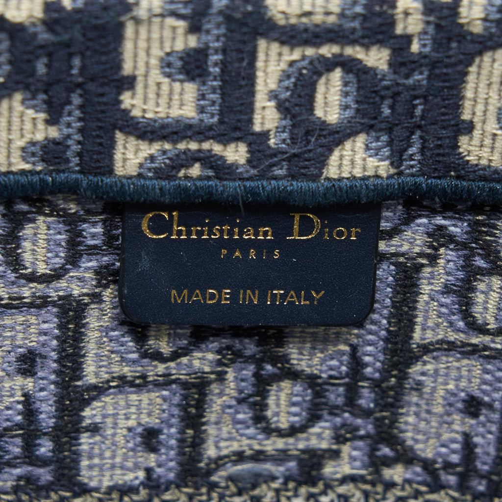 DIOR MEDIUM BOOK TOTE OBLIQUE EMBROIDERY BLUE