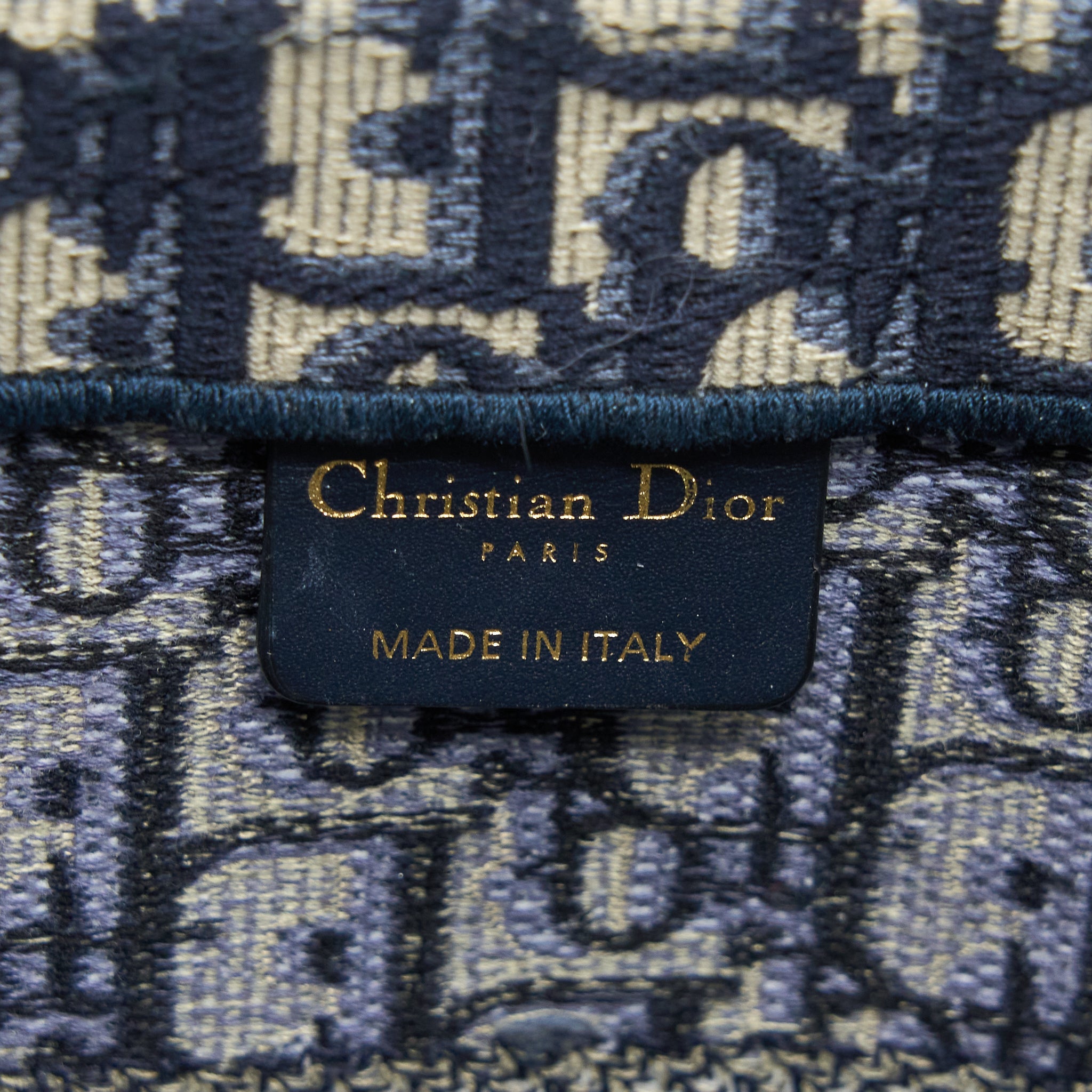 DIOR MEDIUM BOOK TOTE OBLIQUE EMBROIDERY BLUE