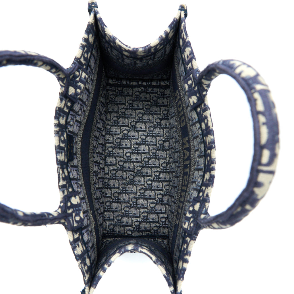 DIOR MEDIUM BOOK TOTE OBLIQUE EMBROIDERY BLUE