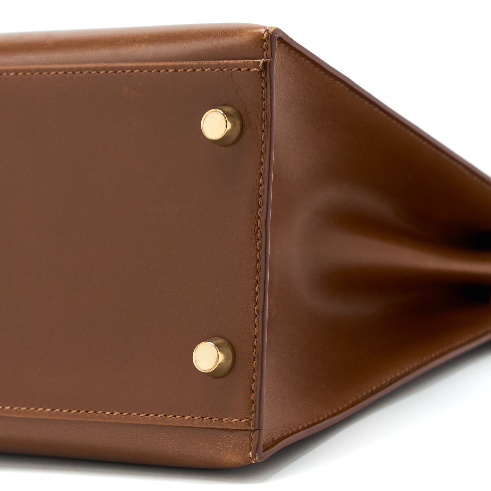 HERMES VINTAGE KELLY 32 BOX BROWN GHW