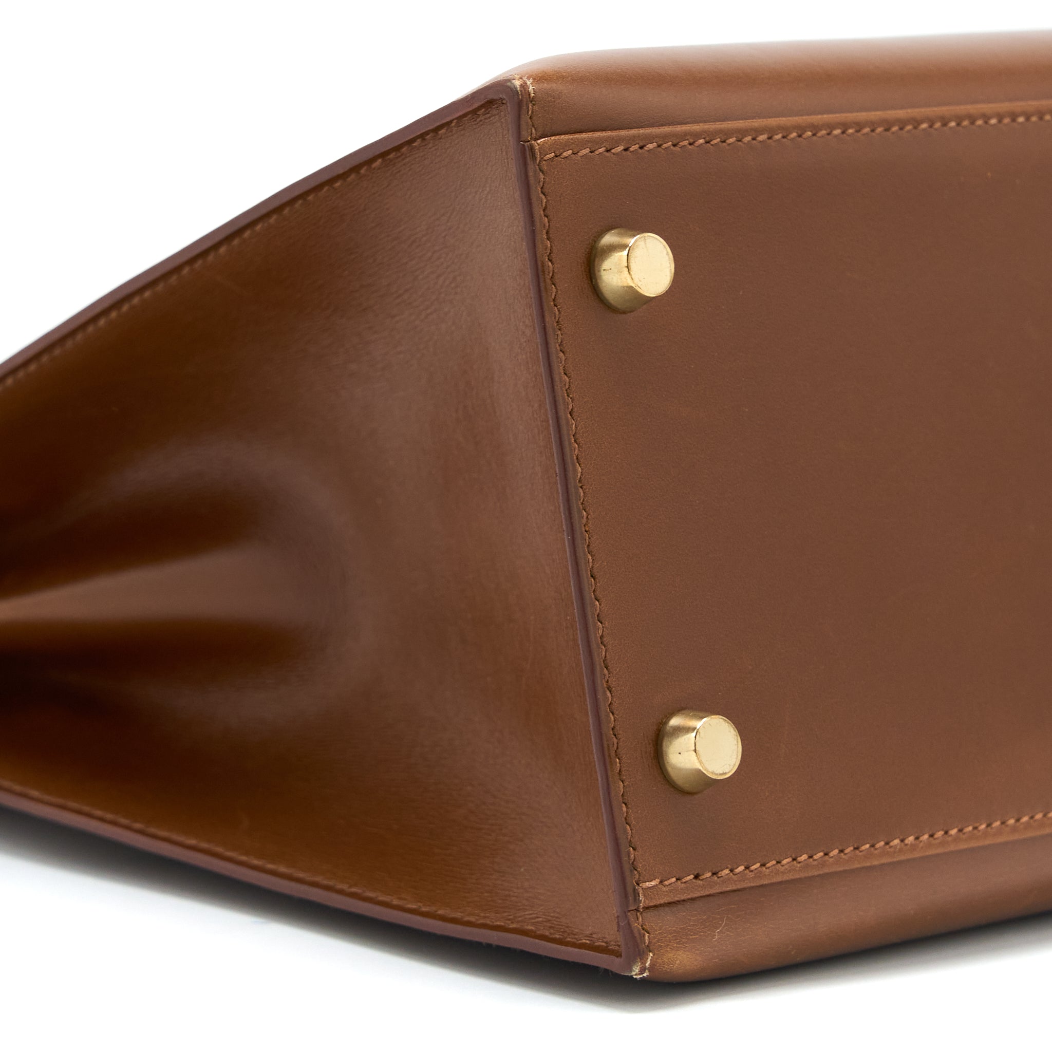 HERMES VINTAGE KELLY 32 BOX BROWN GHW