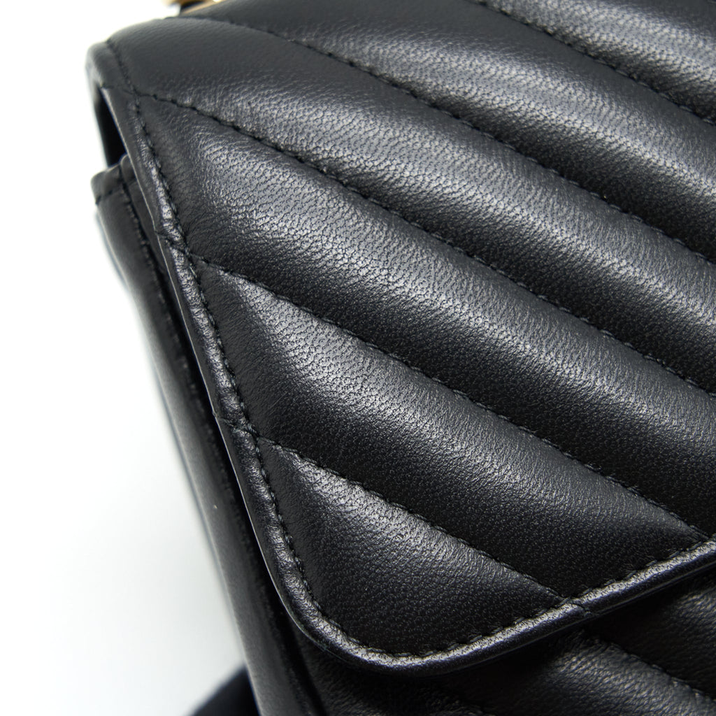 CHANEL MINI SQUARE CHEVRON FLAP BAG BLACK LGHW