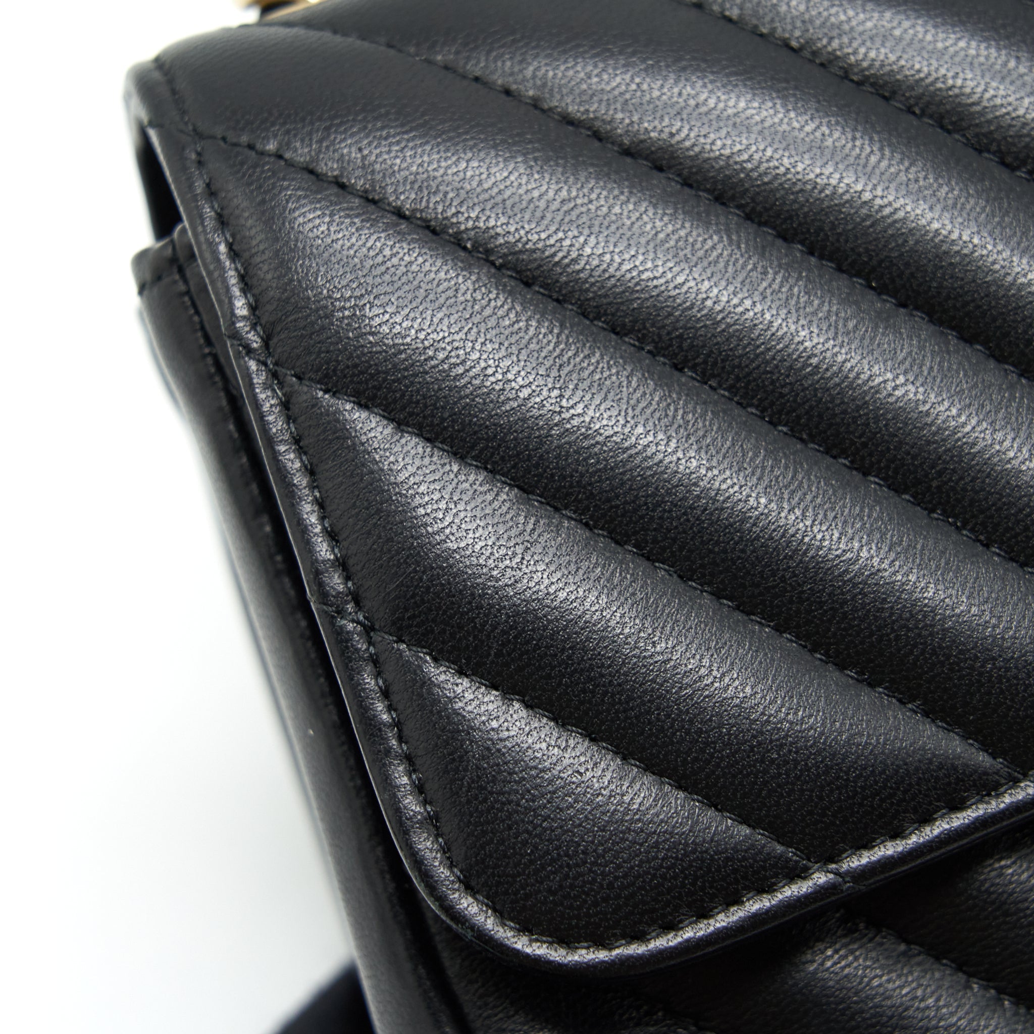 CHANEL MINI SQUARE CHEVRON FLAP BAG BLACK LGHW