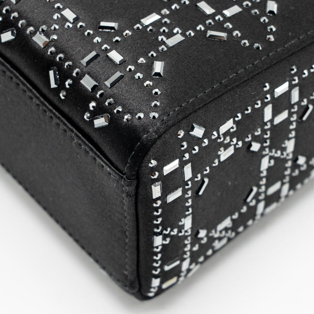 DIOR MINI LADY DIOR SATIN CRYSTAL BLACK SHW