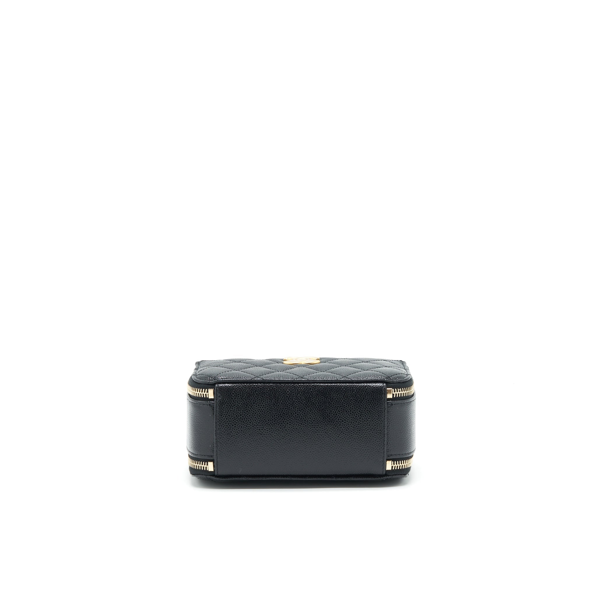 CHANEL 22S LETTER TOP HANDLE SMALL VANITY CASE CAVIAR BLACK BRUSHED GHW (MICROCHIP)