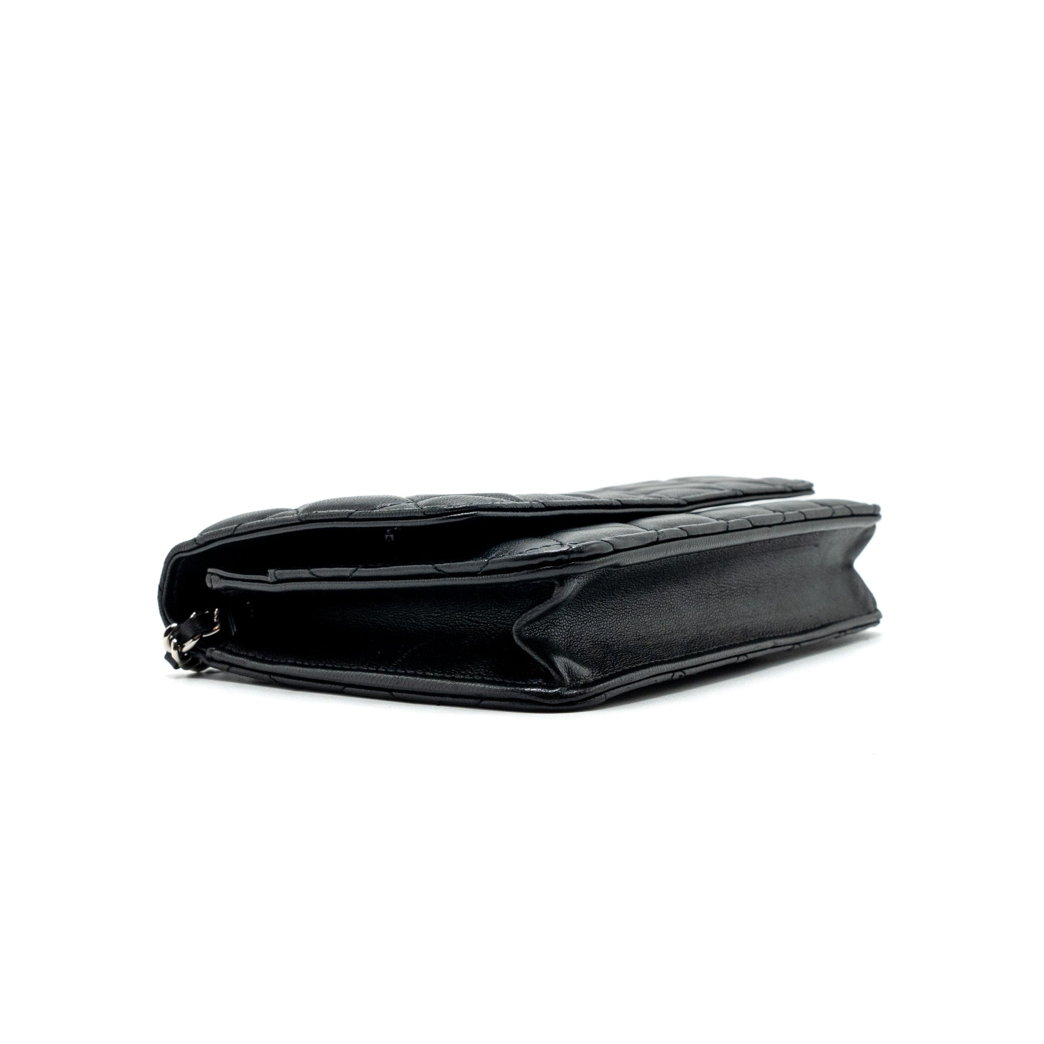 CHANEL CLASSIC WALLET ON CHAIN LAMBSKIN BLACK SHW