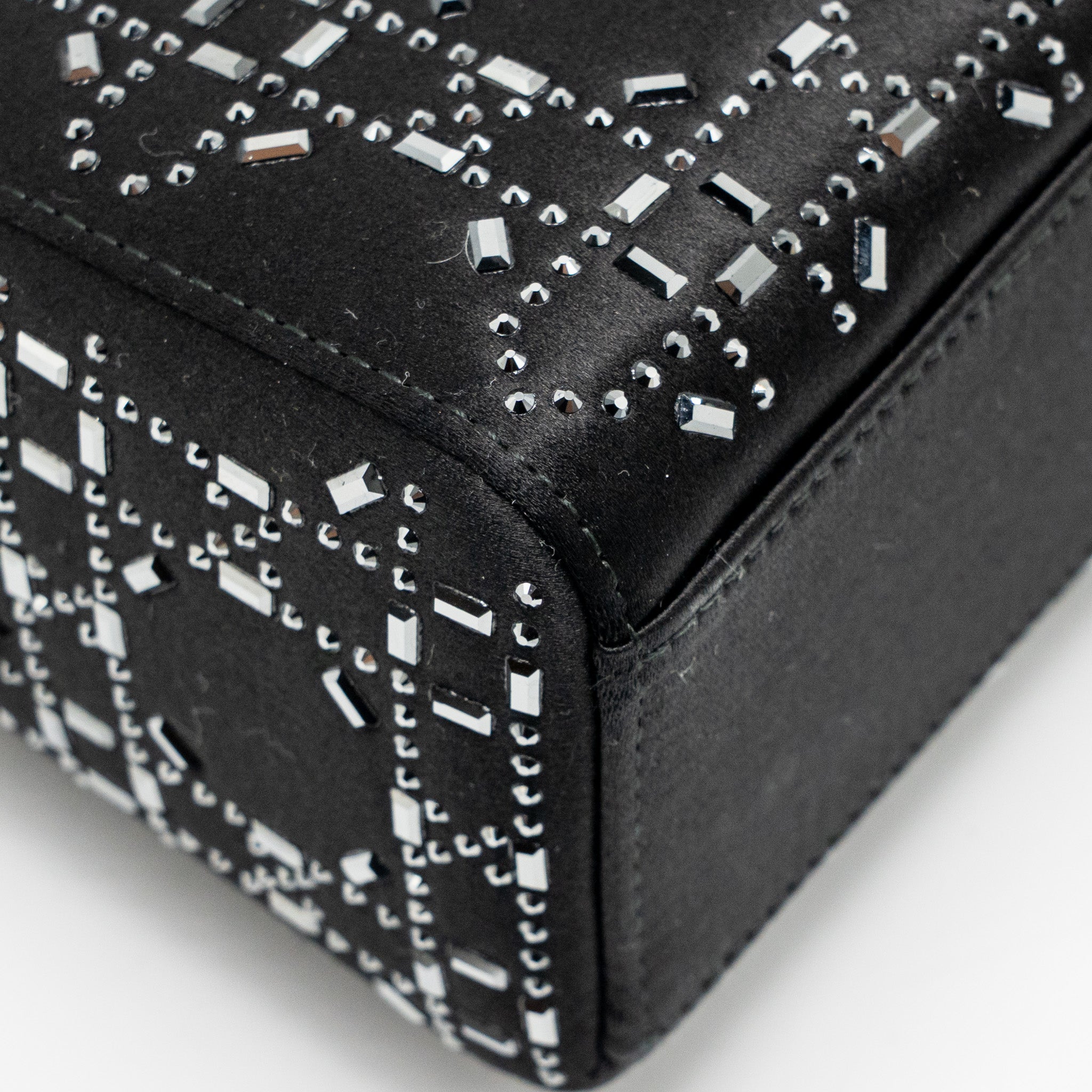 DIOR MINI LADY DIOR SATIN CRYSTAL BLACK SHW